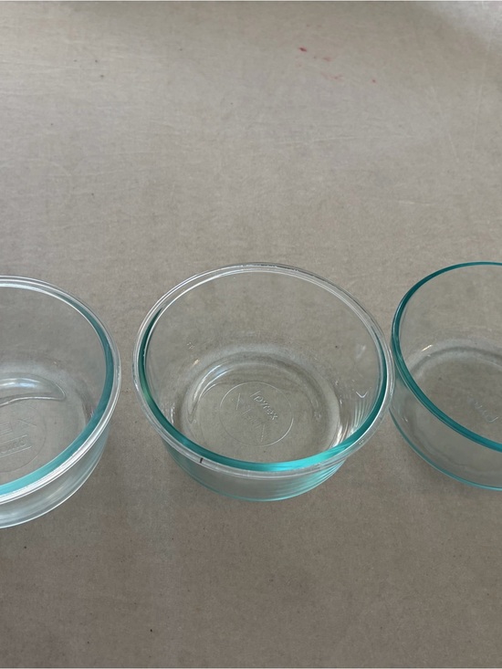 Pyrex Other - Pyrex Clear Glass Prep Bowls with Aqua Tint set of 3